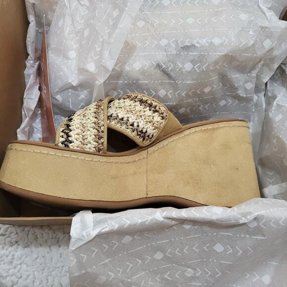 NEW ZODIAC Women's Nessa Raffia Wedge Slides Desert Size 6.5 M - Picture 5 of 9